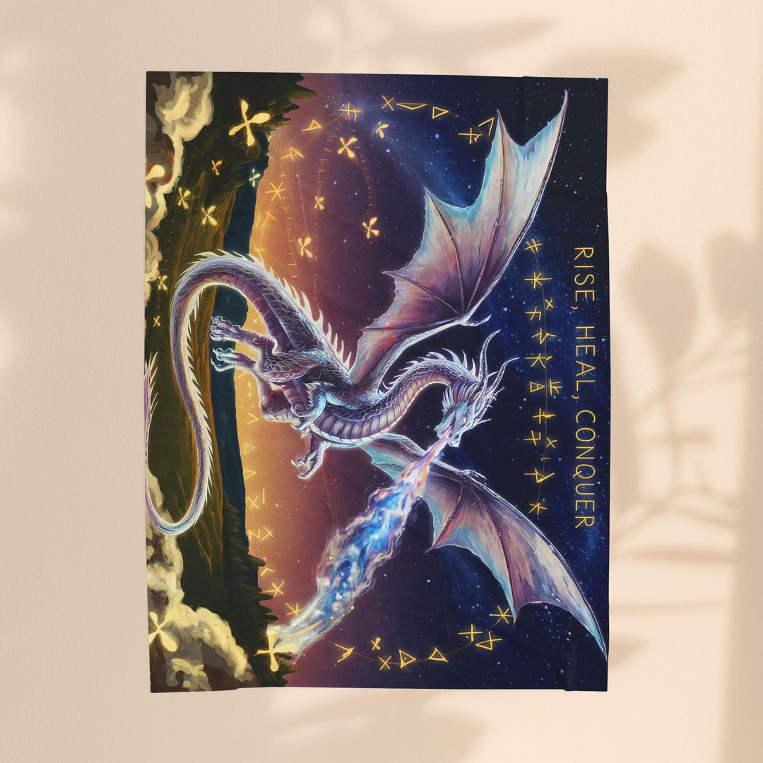 Fantasy Dragon Velveteen Plush Blanket - Rise, Heal, Conquer