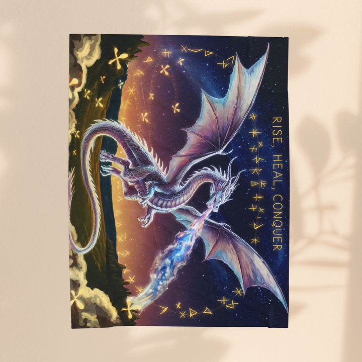 Fantasy Dragon Velveteen Plush Blanket - Rise, Heal, Conquer
