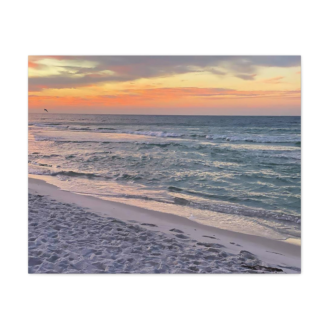 Sunset Beach Matte Stretched Canvas Wall Art