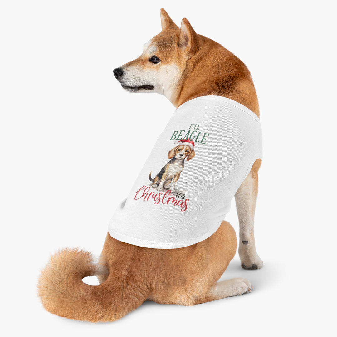 Festive Beagle Pet Tank Top - Holiday Dog Apparel - I'm Beagle for Christmas