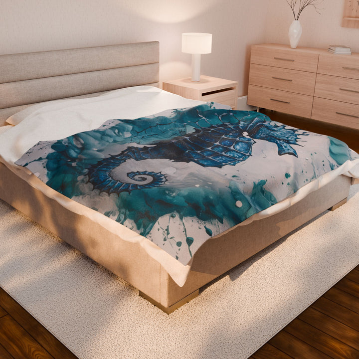 Velveteen Plush Blanket - SeaHorse