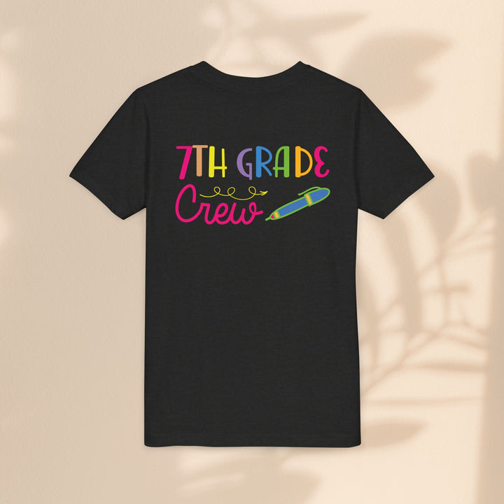 Seventh Grade Crew Tee, Fun School Spirit Shirt, Youth Fashion Top, Back to School Gift, Kids' Team Apparel, Colorful Graphic T-shirt