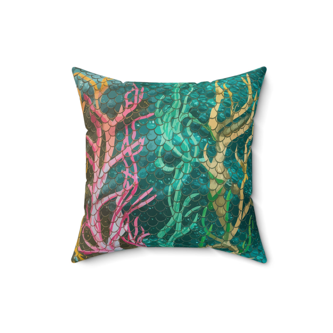 Mermaid Scale Net Faux Suede Square Pillow