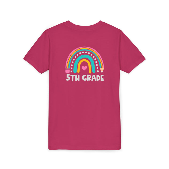 Rainbow 5th Grade Youth Tee, Back to School Shirt, Kids Birthday Gift, Elementary Student Apparel, Classroom Outfit, Fun Kids Wear