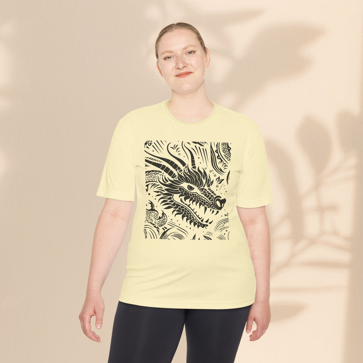 Unisex Moisture Wicking Tee - Dragon Black and White