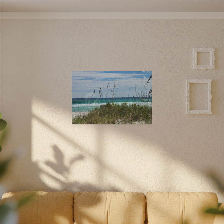 Coastal Dune Beach Canvas Print – Waves and Sea Oats Wall Art