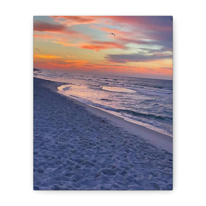 Sunset Beach Matte Stretched Canvas Print