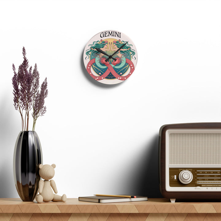 Gemini Mermaid Acrylic Wall Clock — Zodiac Home Decor Clock