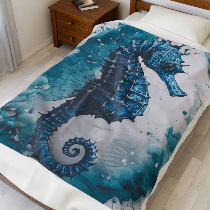 Velveteen Plush Blanket - SeaHorse
