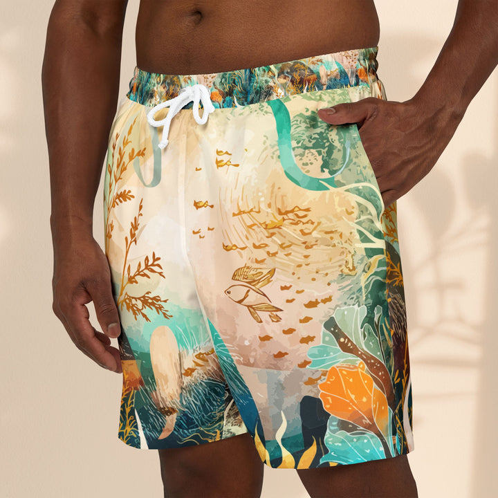Ocean-Inspired Unisex Swim Shorts - Vibrant Underwater Art Design - Marine Life