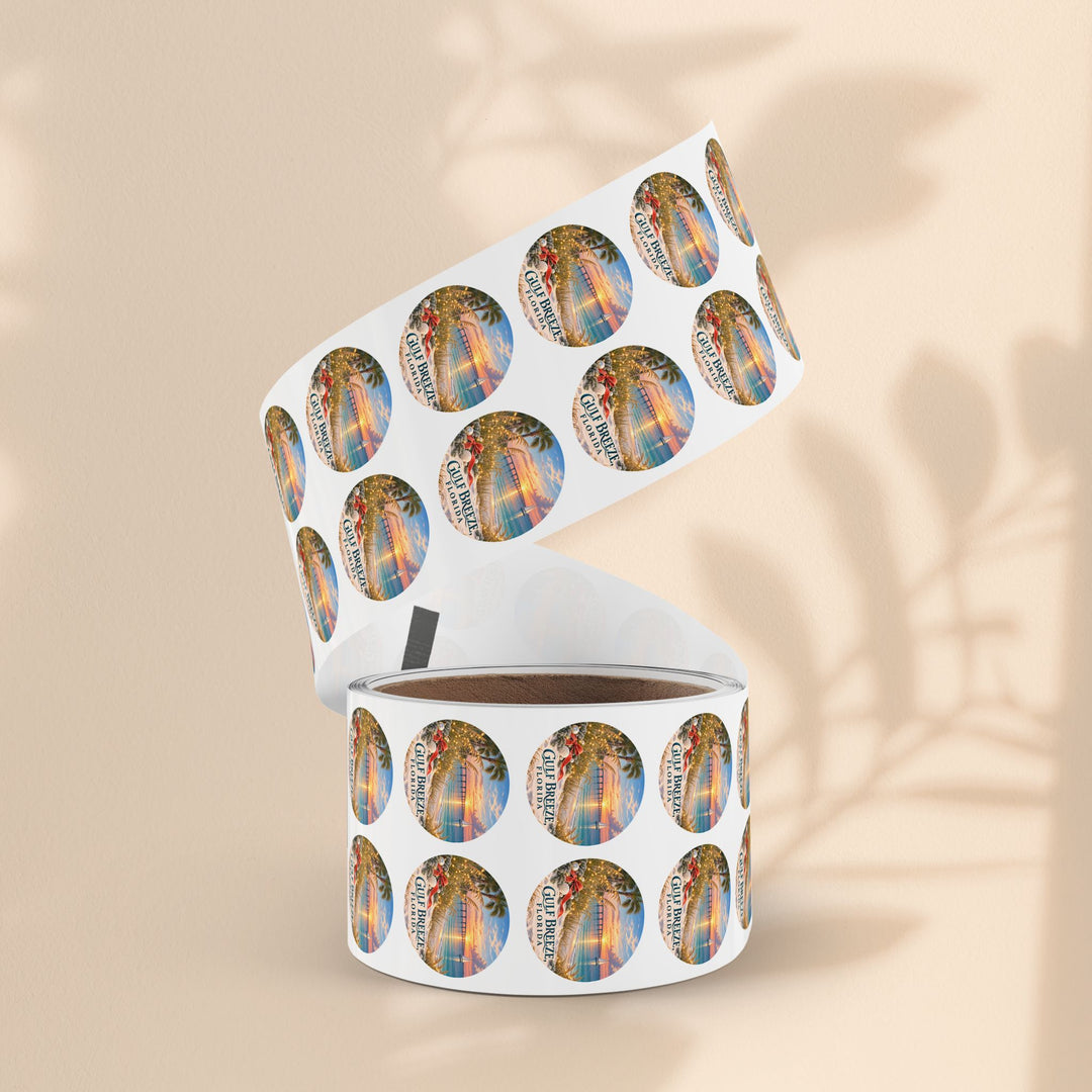 Gulf Breeze Florida Sticker Roll – Scenic Beach Souvenir Labels
