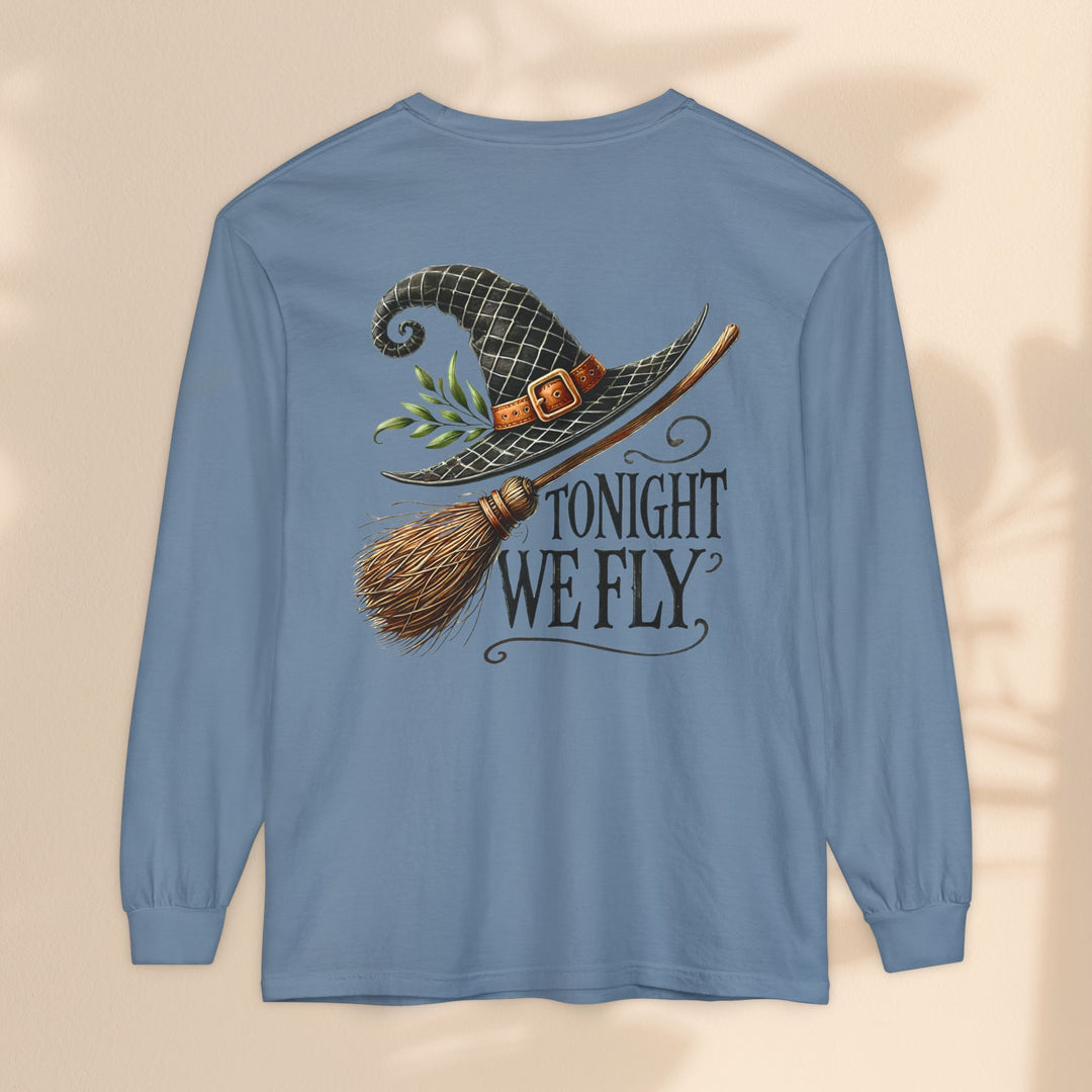 Tonight We Fly - Whimsical Witch Halloween Long Sleeve T-Shirt