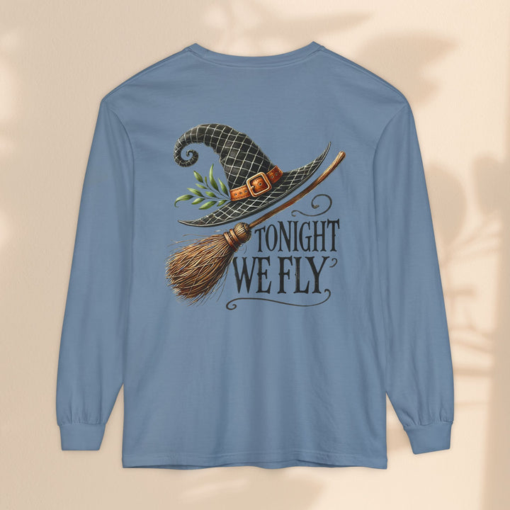 Tonight We Fly - Whimsical Witch Halloween Long Sleeve T-Shirt