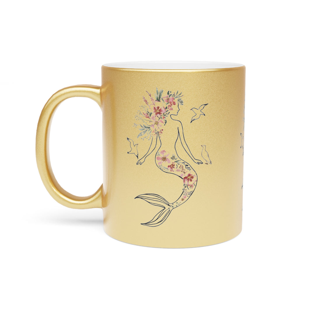 Metallic Mug (Silver\Gold) - Mermaid Silhouette