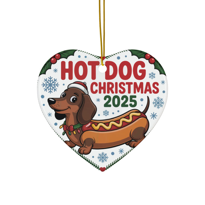 Hot Dog Christmas 2025 Ceramic Ornament