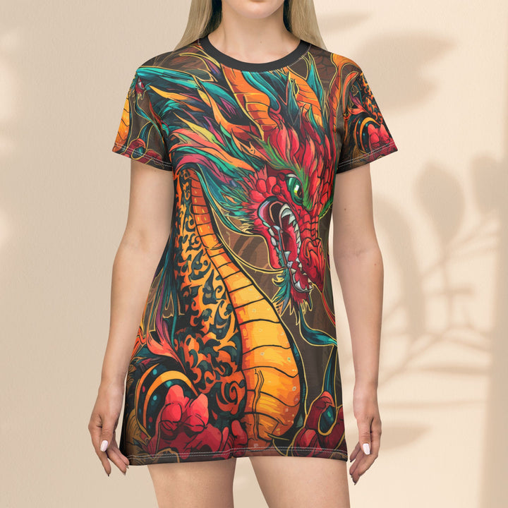 T-Shirt Dress (AOP) - Fire Dragon