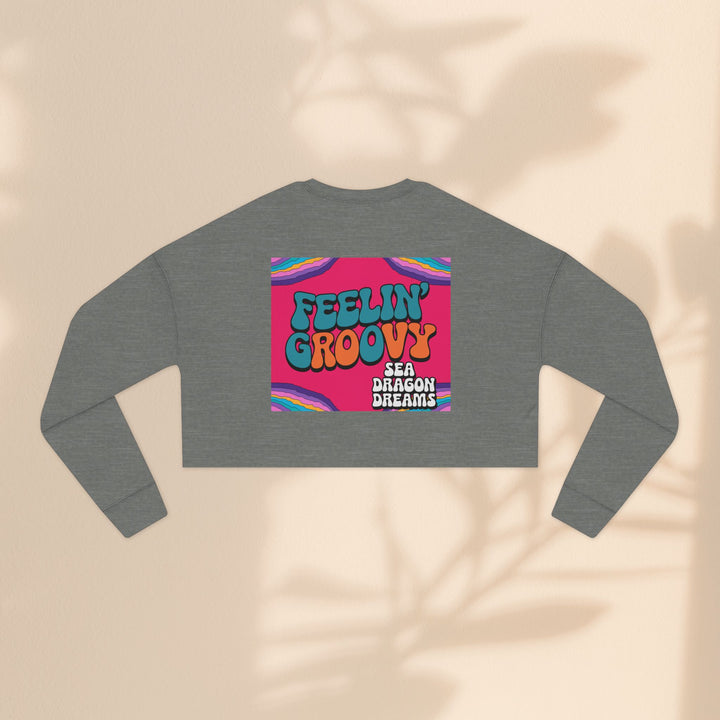 Retro 'Feelin' Groovy' Cropped Sweatshirt for Women - Perfect for Festivals and Chill Vibes