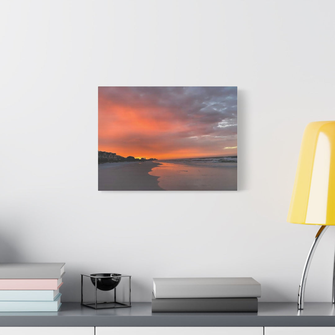 Sunset Beach Satin Stretched Canvas Wall Art