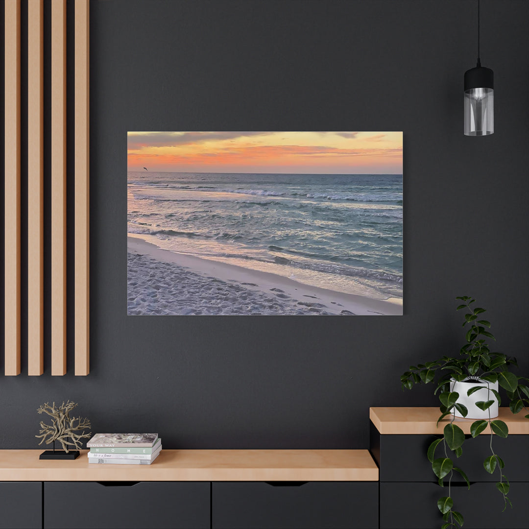 Sunset Beach Matte Stretched Canvas Wall Art