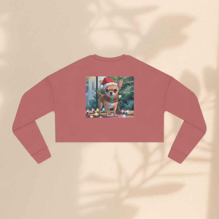 Festive Chihuahua Cropped Sweatshirt, Holiday Sweatshirt