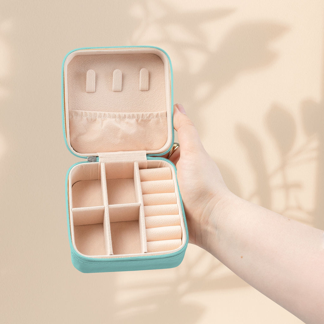 Libra Zodiac Travel Jewelry Case — Compact Pink Keepsake Box