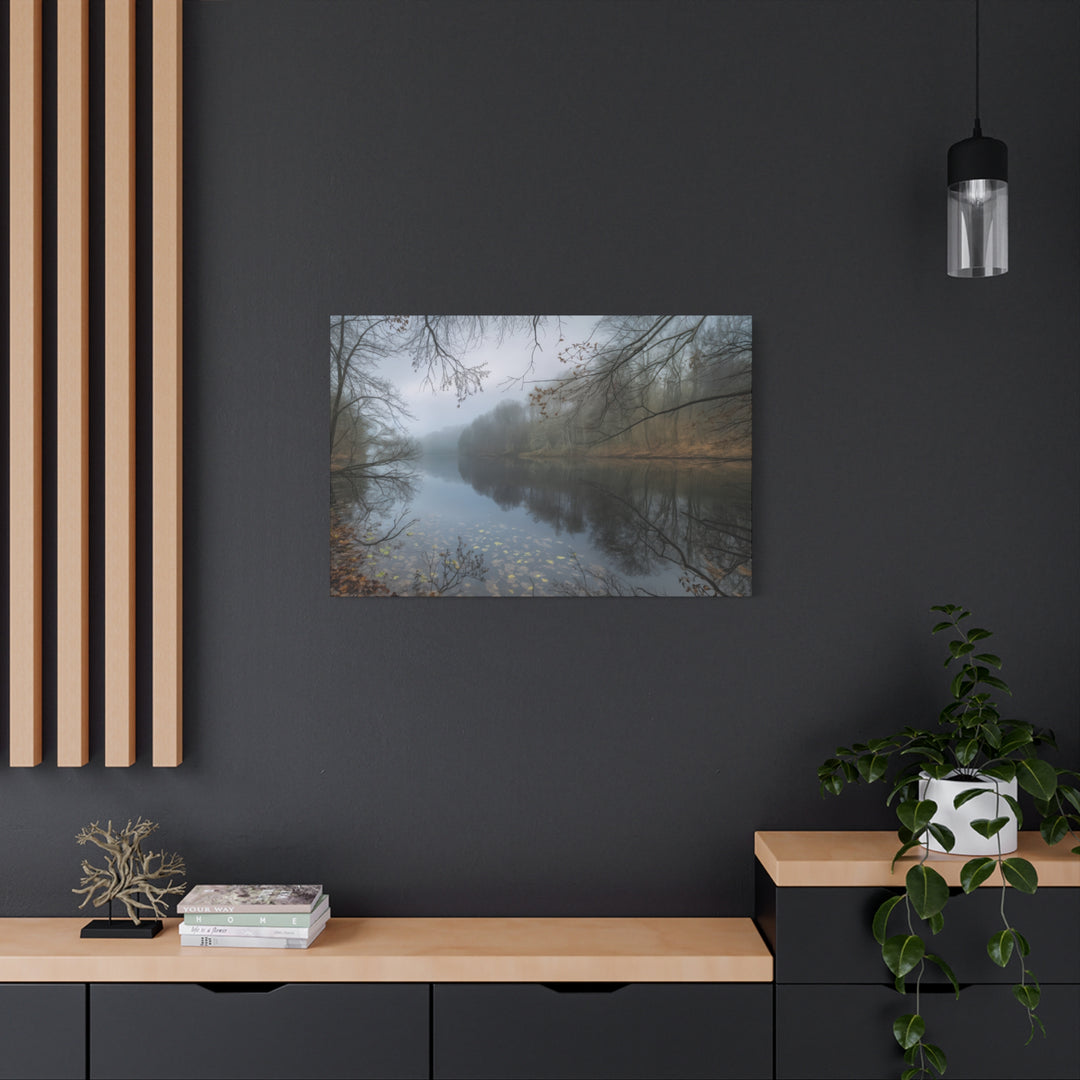 Foggy River Landscape Canvas Print – Nature Wall Art
