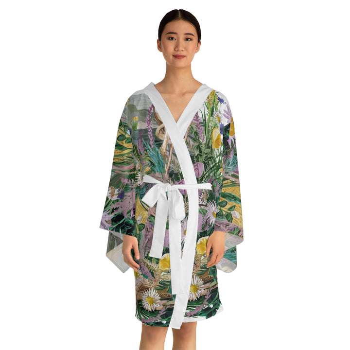 Long Sleeve Kimono Robe (AOP) - Beach Flowers