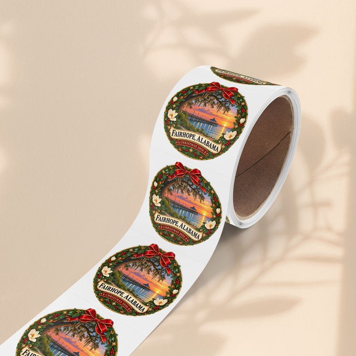 Fairhope Alabama Christmas Sticker Roll – Coastal Sunset Labels