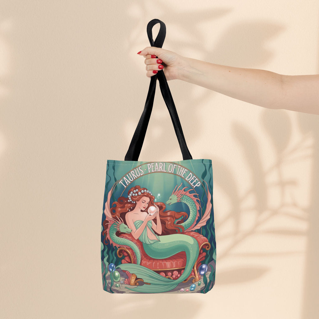 Taurus Mermaid Tote Bag, Taurus Zodiac, Ocean Lover Gift, Beach Accessory, Astrology Decor, Unique Shopping Bag