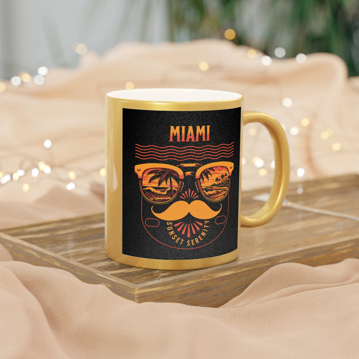 Metallic Mug (Silver\Gold) - Miami Sunset