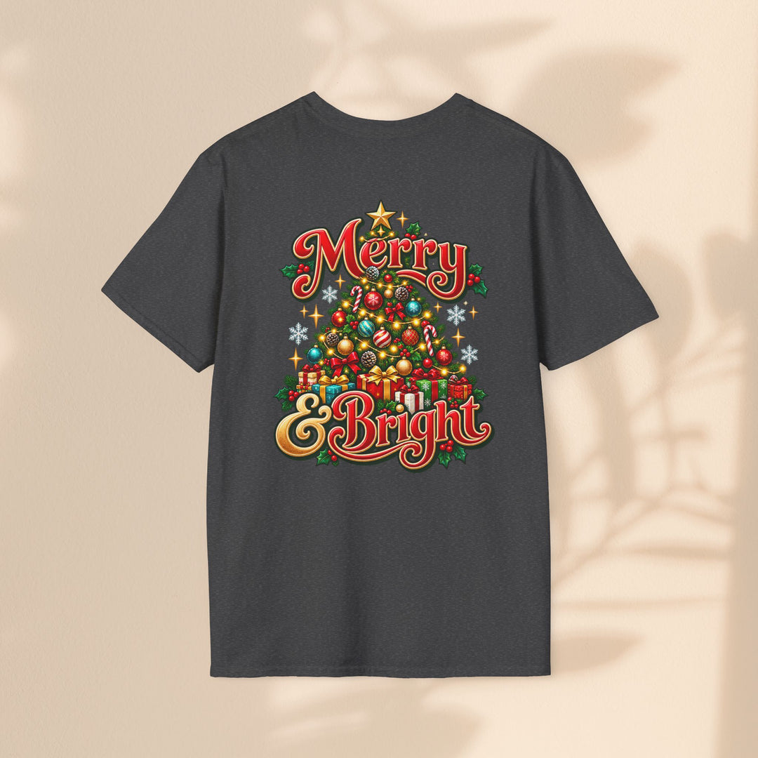 Merry & Bright Christmas T-Shirt – Festive Holiday Graphic Tee