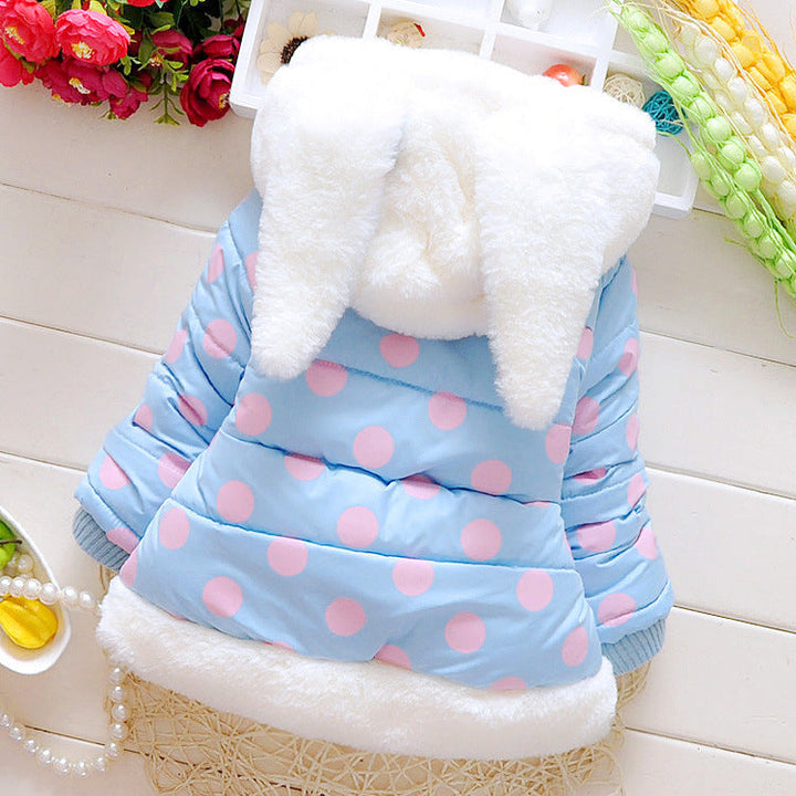 Girls’ Bunny Polka-Dot Padded Winter Coat