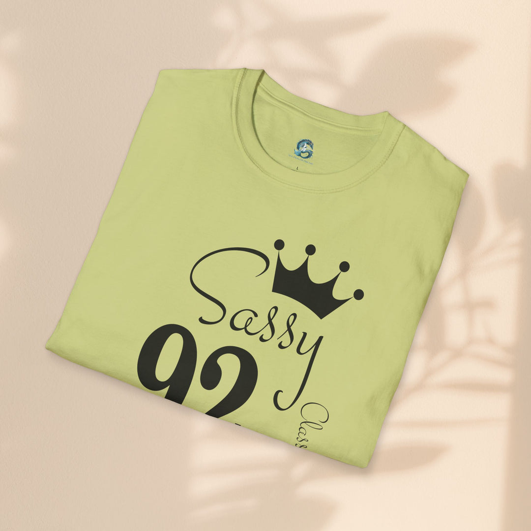 Sassy age 92 Fabulous T-Shirt | Fun Birthday Gift, Trendy Casual Wear, Statement Tee, Women's Fashion, Stylish Graphic Tee