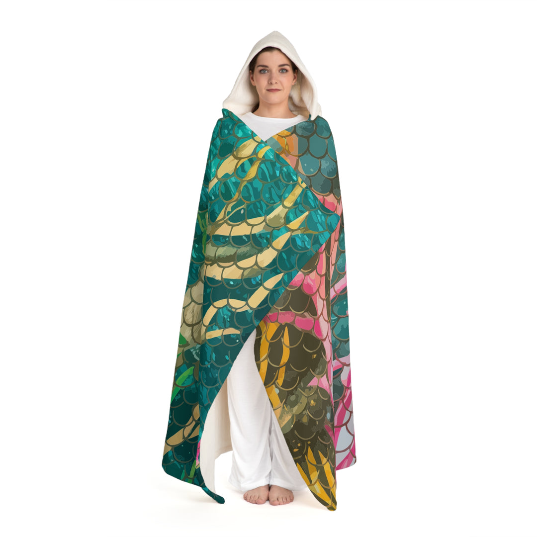 Hooded Sherpa Fleece Blanket - Mermaid Scale Net