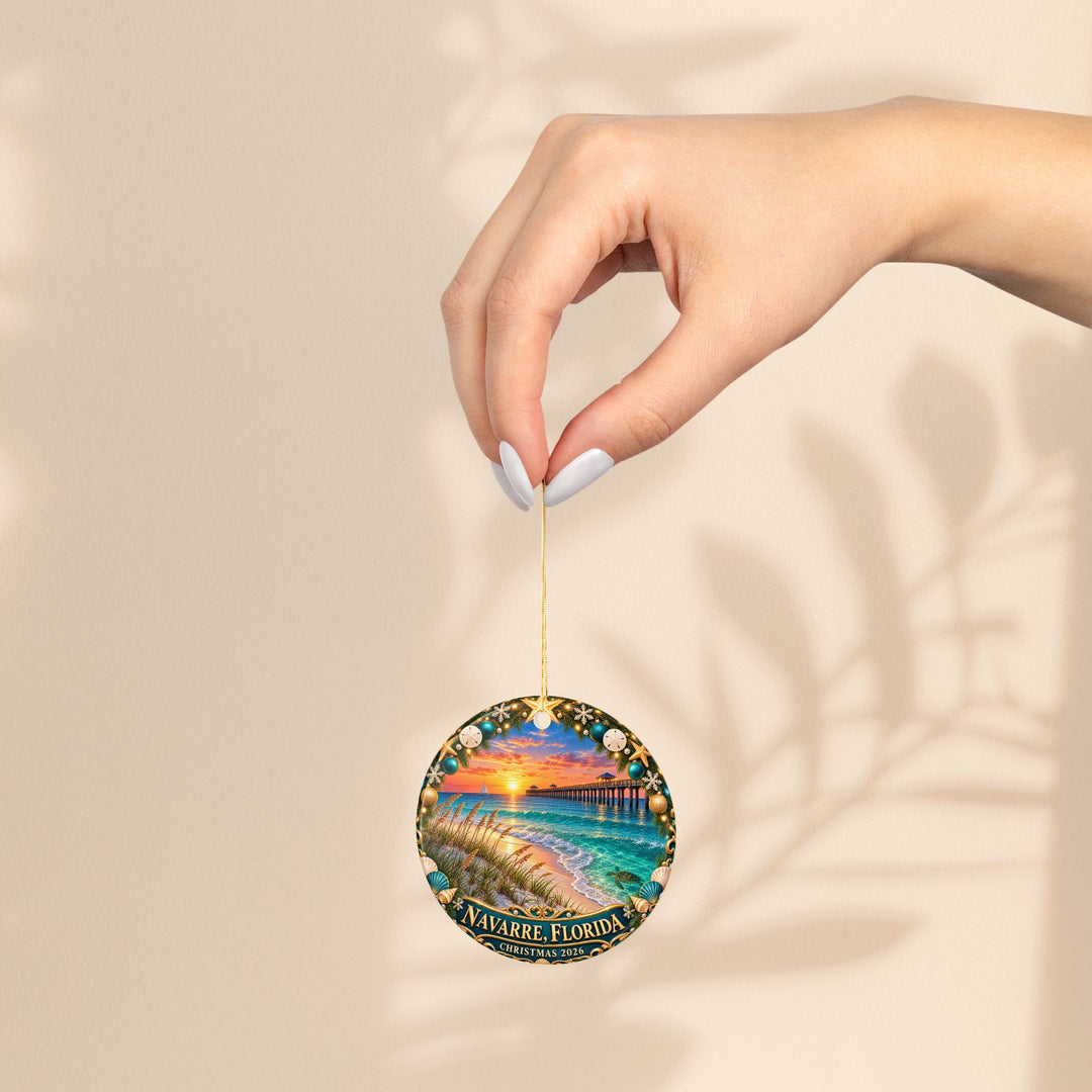 Navarre Florida Double-Sided Ceramic Christmas Ornament