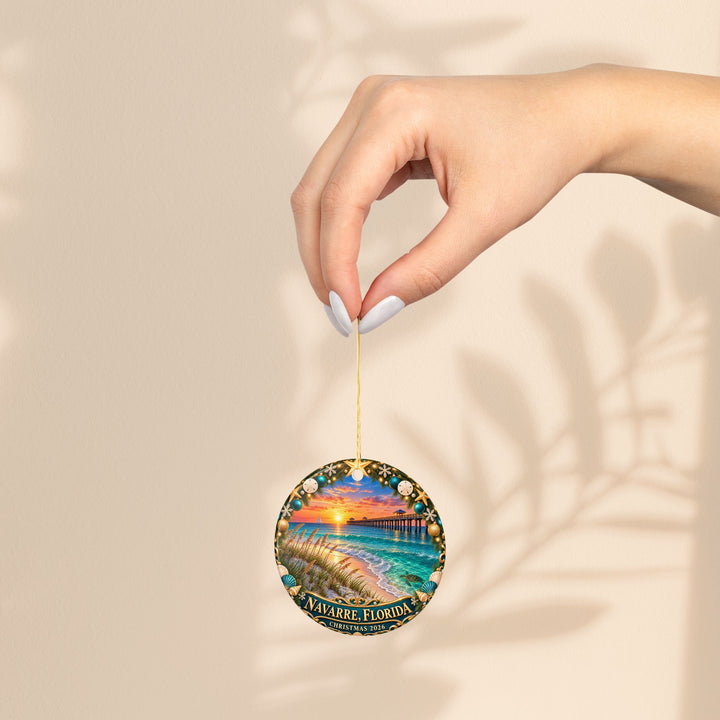 Navarre Florida Double-Sided Ceramic Christmas Ornament