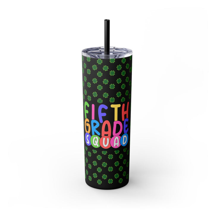 Fifth Grade Squad Colorful Skinny Tumbler with Straw, Colorful Skinny Tumbler with Straw, 20oz, Back to School Gift,