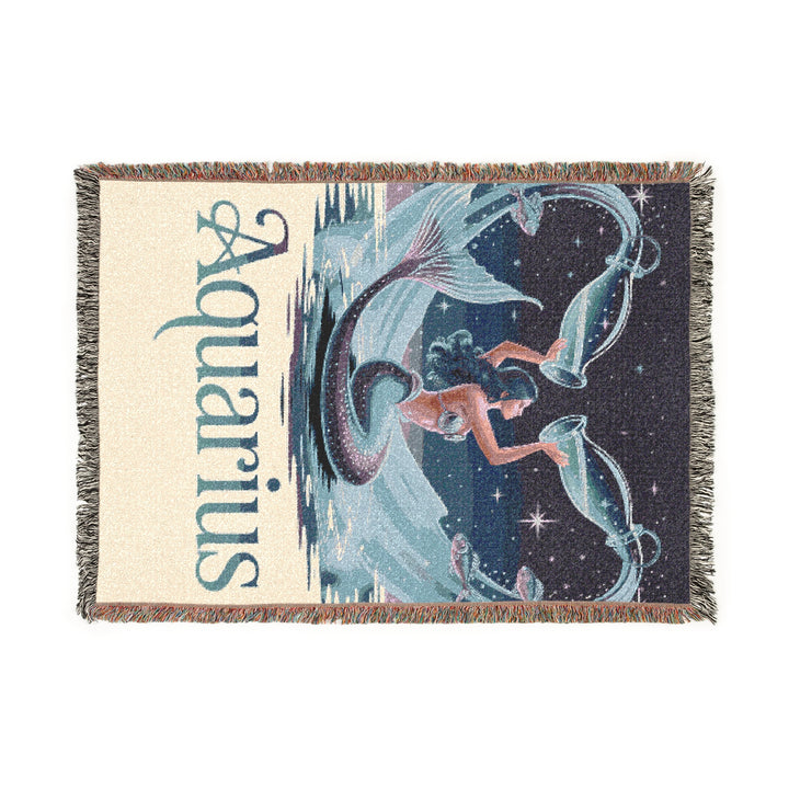 Aquarius Woven Blanket – Cozy Zodiac Throw, Astrology Home Décor & Personalized Gift for Horoscope Lovers