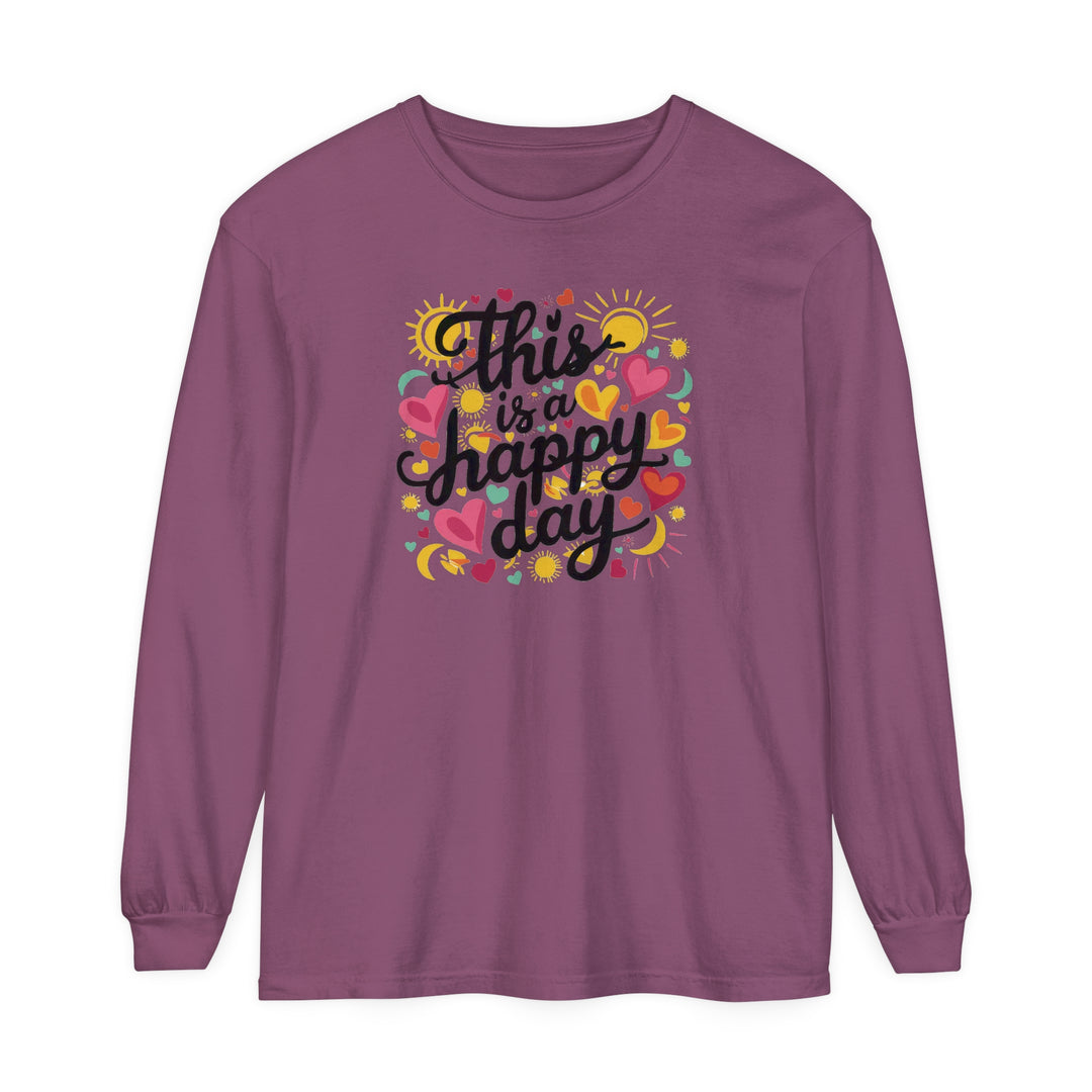 Unisex Garment-dyed Long Sleeve T-Shirt - This is a Happy Day