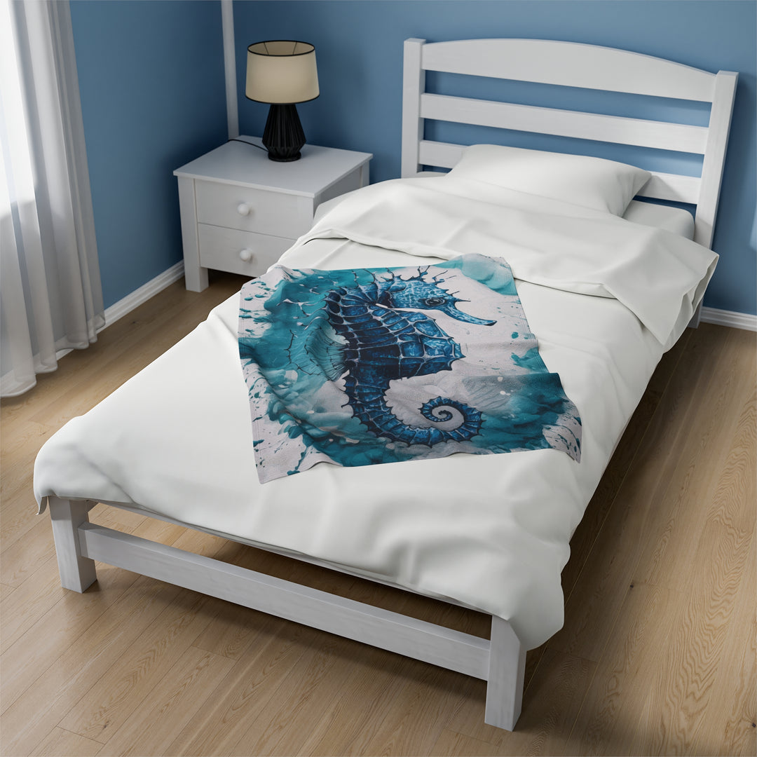 Velveteen Plush Blanket - SeaHorse