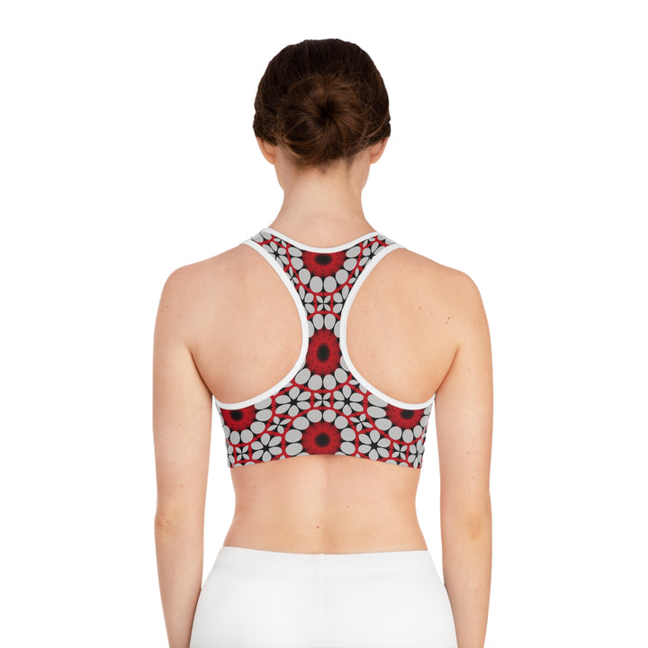 Sports Bra (AOP) - Crimson Circles