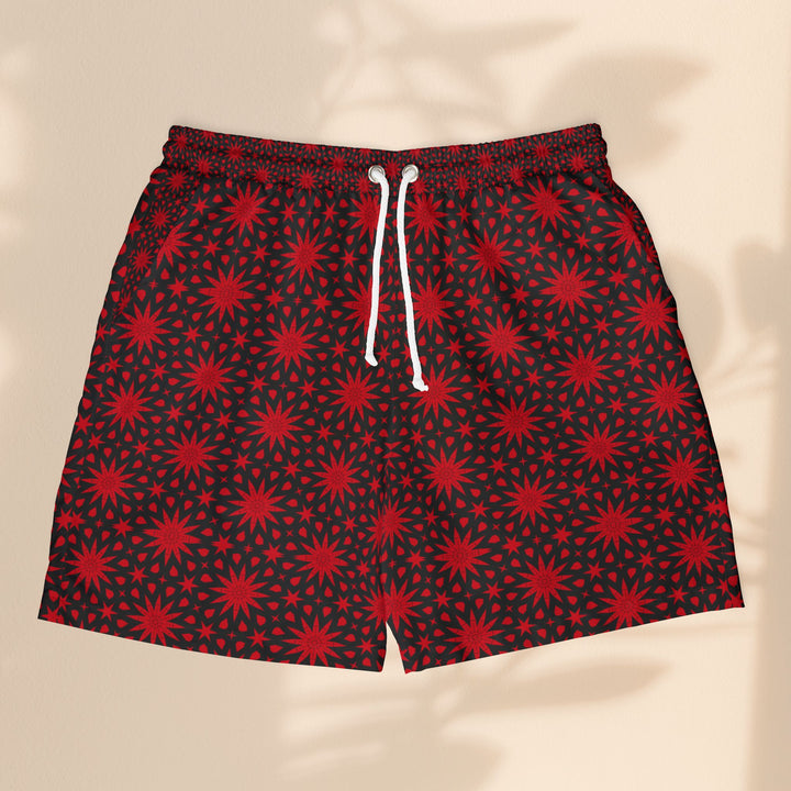 Red Star Pattern Unisex Swim Shorts - Perfect for Summer Fun