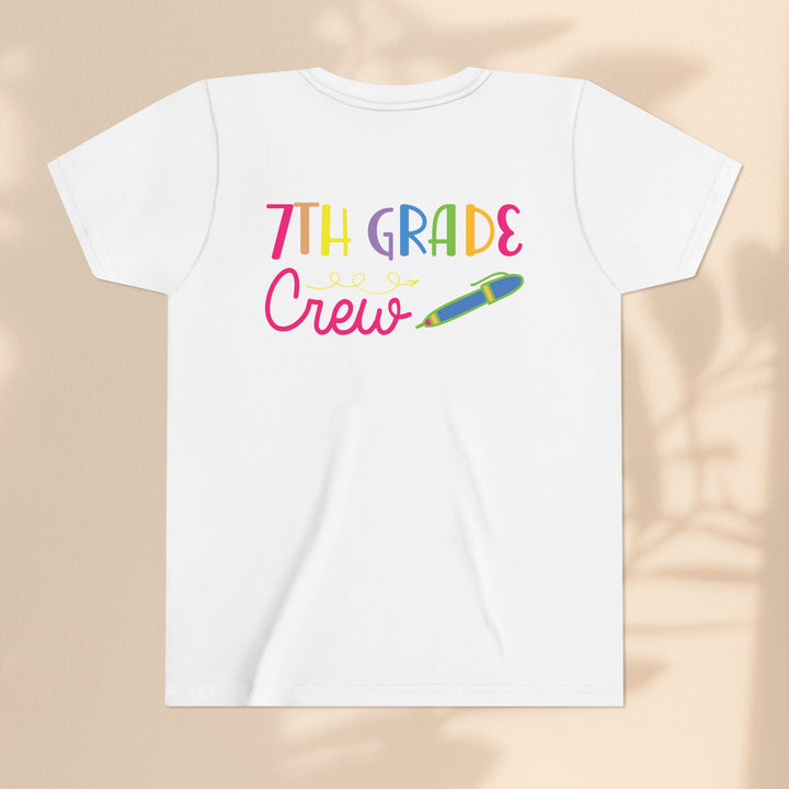 Seventh Grade Crew Tee, Fun School Spirit Shirt, Youth Fashion Top, Back to School Gift, Kids' Team Apparel, Colorful Graphic T-shirt