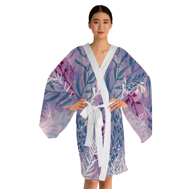 Long Sleeve Kimono Robe - Purple Seaweed