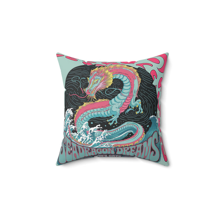 Spun Polyester Square Pillow - Sea Dragon Dreams