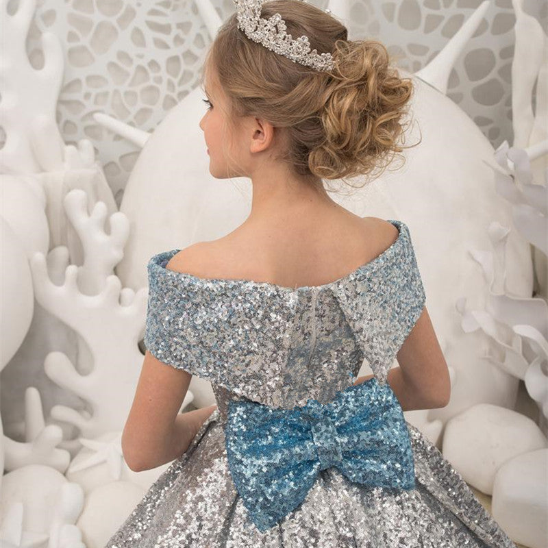 Girls’ 100% Cotton Princess Dress with Elegant Long Train