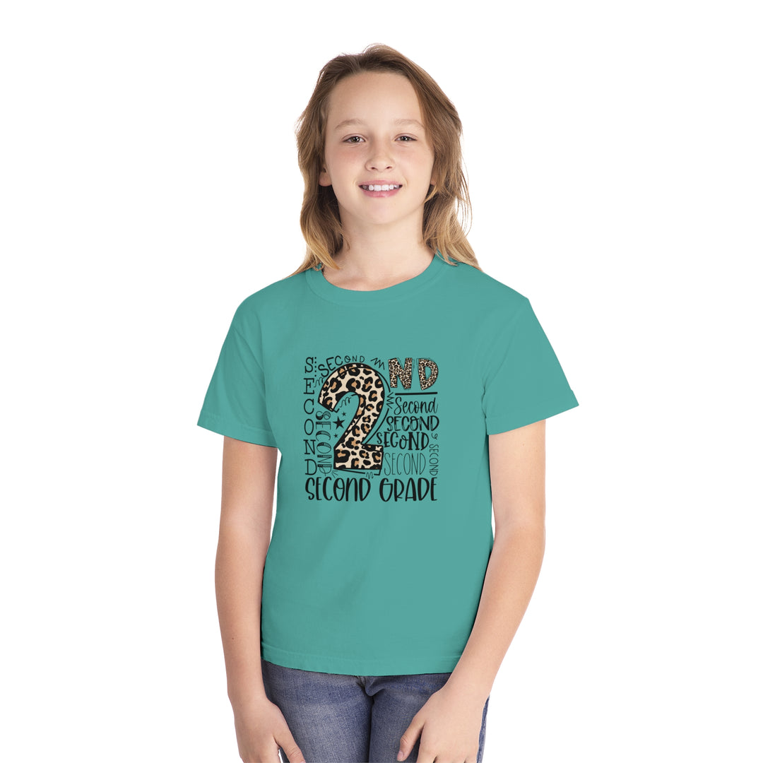 Fun Second Grade Leopard Print Youth Tee, Kids Birthday Shirt, Back to School Apparel, Birthday Gift, Animal Print T-Shirt