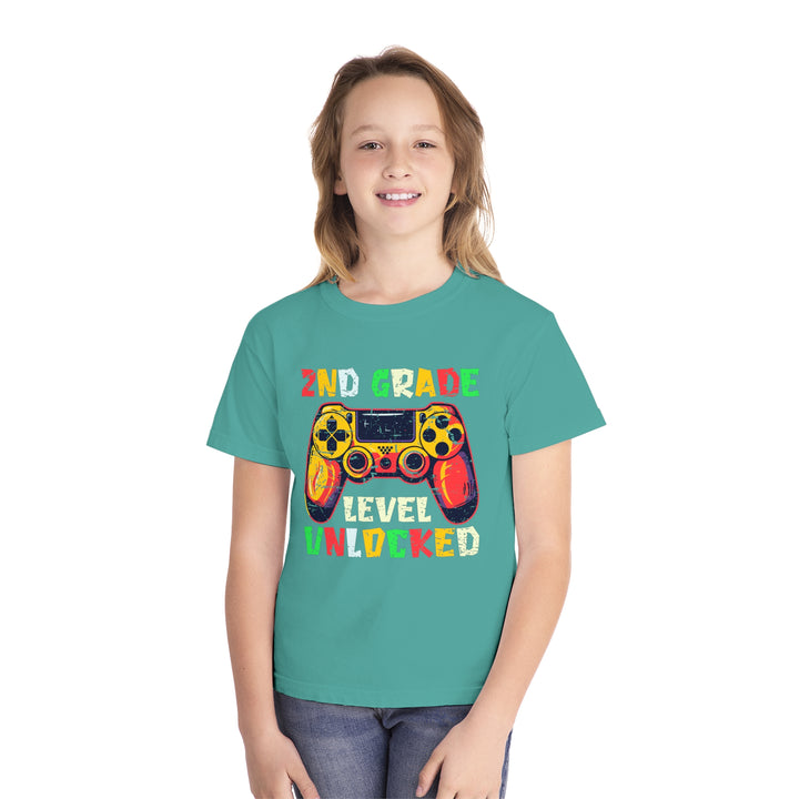 Gaming Graduation Youth Tee - 2nd Grade Level Unlocked, Kids Gamer Shirt, Back to School, Birthday Gift, Fun Playwear, Video Game Apparel