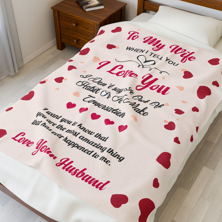Velveteen Plush Blanket - Love To My Wife