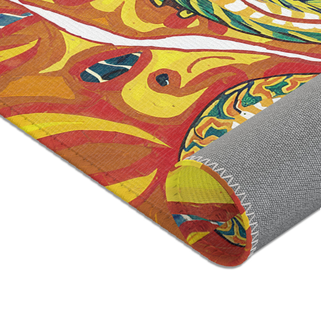 Vibrant Gold Dragon Area Rug